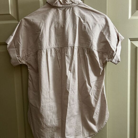 NWT J. Crew Relaxed-Fit Short-Sleeve Cotton Poplin Popover in Stripe Sz XS - Picture 6 of 6